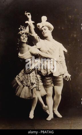 Anna Pavlova e Vaslav Nijinsky nel balletto "Le Pavillon d'Armide' da Nikolai Tcherepnin. Museo: Collezione privata. Foto Stock