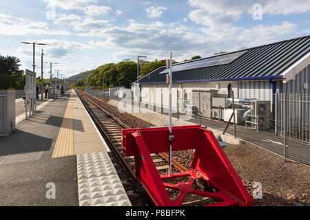 La ferrovia Bordees o linea di Waverley, terminante a Tweedbank vicino a Galashiels, corre da Edimburgo a sud. Tamponi. Foto Stock