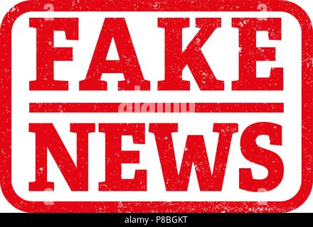 Red fake news timbro di gomma Illustrazione Vettoriale