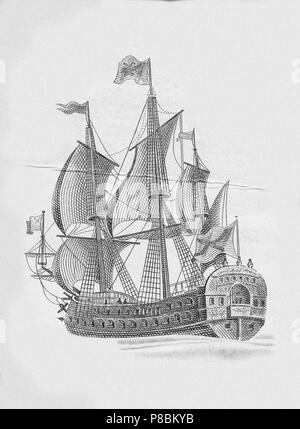Nave russa della linea Poltava (1712). Museo: Russo Biblioteca Statale di Mosca. Foto Stock