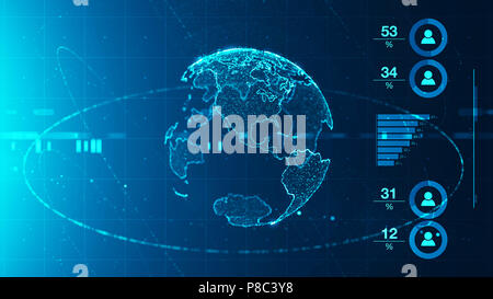 In tutto il mondo di dati aziendali globali infographics, illustrazione concettuale Foto Stock