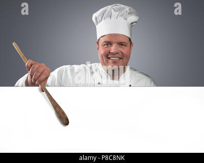 Lo chef mostra la scheda Foto Stock
