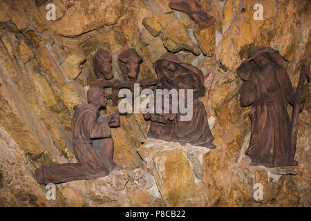 Bellissimo presepe in Francesco Santuario di Greccio, Italia Foto Stock