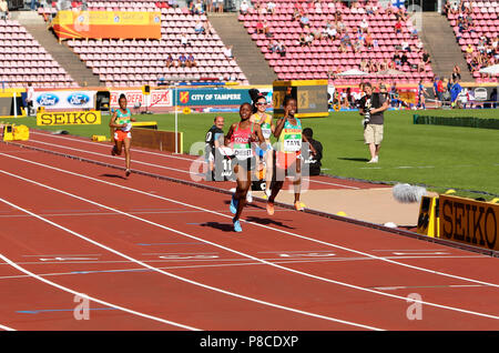 Tampere, Finlandia. 10 Luglio, 2018. Beatrice Chebet dal Kenya aggiudicarsi il primo oro in 5000m a la IAAF Campionati del mondo U20 a Tampere, in Finlandia il 10 luglio 2018. Credito: Denys Kuvaiev /Alamy Live News Credito: Denys Kuvaiev/Alamy Live News Foto Stock