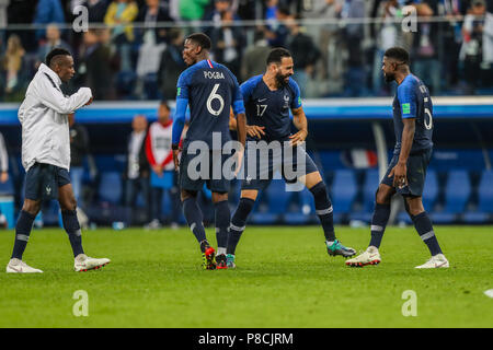 San Pietroburgo, Russia. Il 10 luglio 2018. Paul Pogba della Francia durante il match contro il Belgio valido per le semifinali del vetro del mondo della Russia nello Stadio San Pietroburgo nella città di San Pietroburgo in Russia su Martedì, 10 (Foto: William Volcov / Brasile Photo Press) Credito: Brasile Photo Press/Alamy Live News Foto Stock