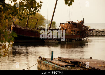 Un naufragio vicino a Saint Catherines, Ontario. Foto Stock