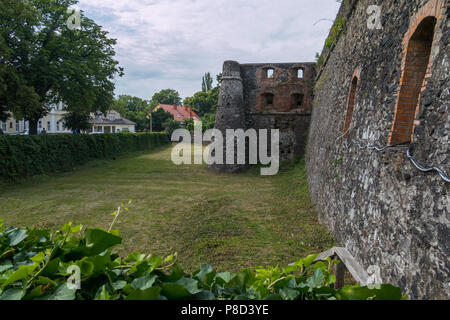 Bella e pulire la zona in prossimità delle pareti con lacune di Uzhgorod castello. Transcarpathia Ucraina . Per il vostro design Foto Stock