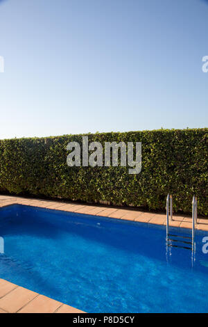 Un vuoto che la piscina privata in un giardino privato vicino a Murcia, Spagna Foto Stock