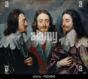 Charles I, re d'Inghilterra (1600-1649), da tre angoli (la tripla Verticale'). Museo: Royal Collection di Londra. Foto Stock