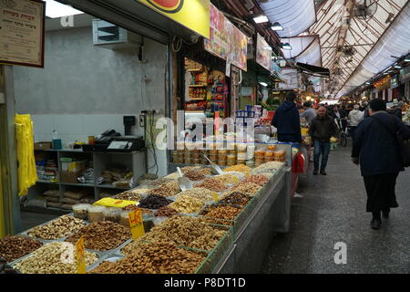 Gerusalemme, Mahaneh Yehudah centrale mercato alimentare Foto Stock