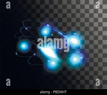 Luce incandescente. Abstract effetto blu. Blu brillante vettore effetti di luce con particelle isolate di decorazione su sfondo trasparente. Illustrazione Vettoriale
