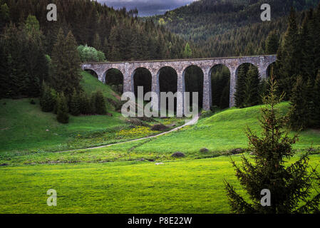 Storico viadotto ferroviario vicino Telgart in Slovacchia Foto Stock