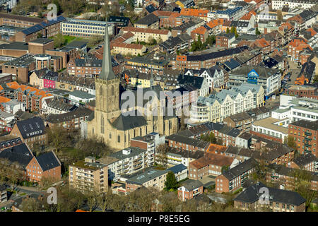 Vista aerea, Chiesa Cattedrale Willibrordi, Wesel, Renania, Basso Reno, Nord Reno-Westfalia, Germania Foto Stock