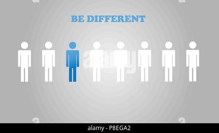 Essendo diversi-pensare diversamente - spostare per il successo nella vita - in piedi fuori dalla folla. Illustrazione Vettoriale