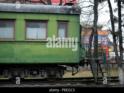 Carrello del treno utilizzato da Stalin a viaggiare alla Conferenza di Yalta nel 1945. Museo di Stalin, Gori, Georgia Foto Stock