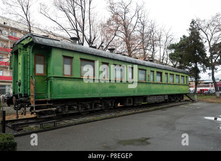 Carrello del treno utilizzato da Stalin a viaggiare alla Conferenza di Yalta nel 1945. Museo di Stalin, Gori, Georgia Foto Stock