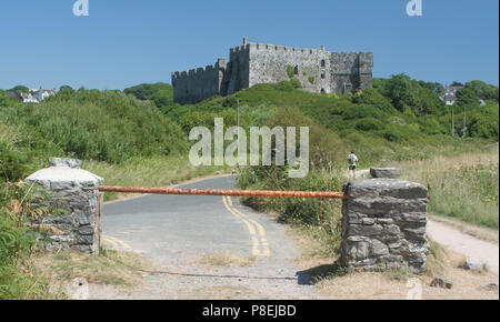 Manorbier Castle Foto Stock