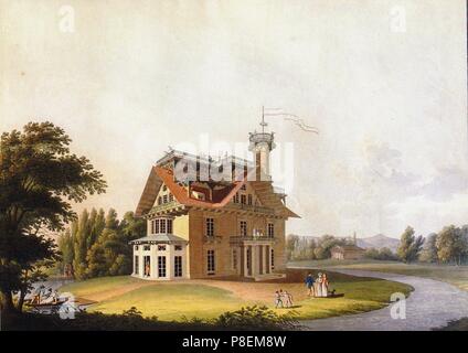 Vista della casa estiva di Principe Nikolai Abramovich Putyatin a Kleinzschachwitz vicino a Dresda. Museo: Collezione privata. Foto Stock