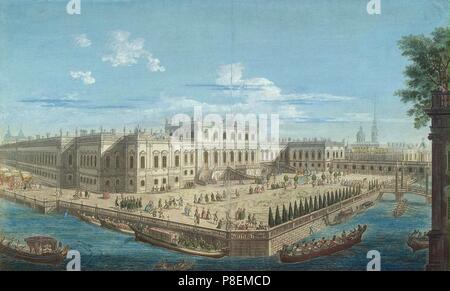 Vista del Palazzo Estivo di imperatrice Elisabetta presso il fiume Fontanka a San Pietroburgo. Museo: Membro Hermitage di San Pietroburgo. Foto Stock