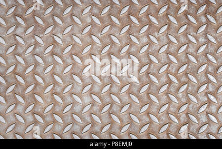 Metallo arrugginito texture, lascia la forma geometrica. Tombino chiuso. Foto Stock