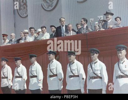 Molotov parlando alla festosa cerimonia di apertura del All-Union Fiera Agricola (VSKhV). Museo: Collezione privata. Foto Stock