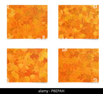 Set di rettangolare arancione autunno banner web con foglie texture per siti e pubblicità Illustrazione Vettoriale