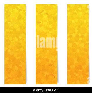Set di Verticale Giallo autunno banner web con foglie texture per siti e pubblicità Illustrazione Vettoriale