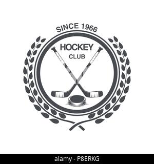 Vintage icona hockey in vecchio stile. Illustrazione Vettoriale