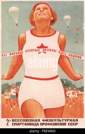 Tutti i record del mondo deve essere la nostra (poster). Museo: Russo Biblioteca Statale di Mosca. Foto Stock
