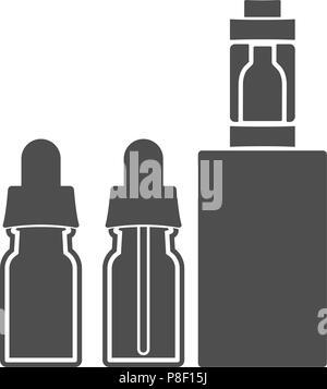 Sigaretta elettronica con bottiglie di liquido. Illustrazione Vettoriale Illustrazione Vettoriale