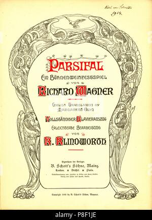 Coperchio del punteggio vocale di opera Parsifal di Richard Wagner. Museo: Collezione privata. Foto Stock