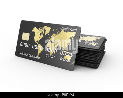 Dettaglio realistico carte di credito 3d design illustrazione. Foto Stock