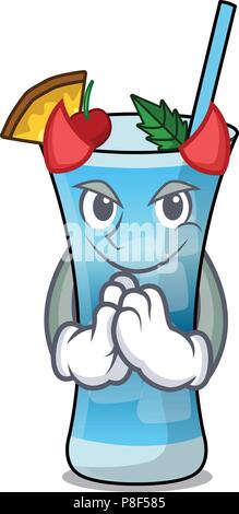 Devil blue hawaii mascotte cartoon Illustrazione Vettoriale