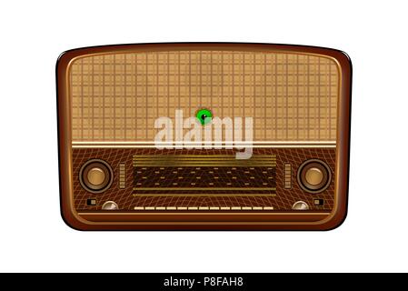 Vecchia radio. Illustrazione realistica di un vecchio ricevitore radio Illustrazione Vettoriale