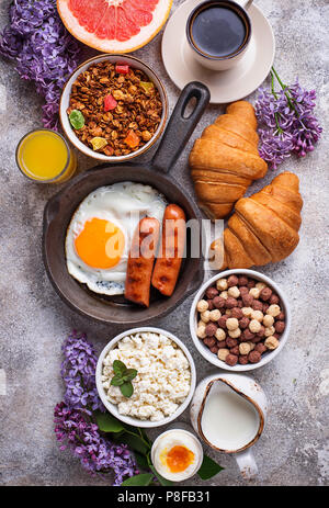 Set di vari sana colazione Foto Stock