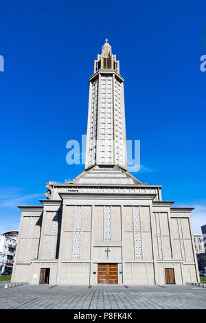 Contemporary chiesa di San Giuseppe Le Havre Francia Foto Stock