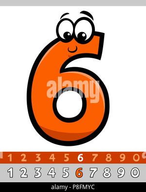 Cartoon illustrazioni di sei il numero di base Character collezione didattica Illustrazione Vettoriale