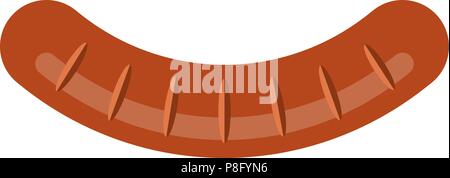 Salsicce fritte. Salsicce arrosto. Salsicce alla griglia. Illustrazione di vettore isolato su sfondo bianco. Illustrazione Vettoriale