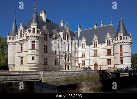 Azay Le Rideau chateau, Indre-et-Loire department, Francia, Europa Foto Stock