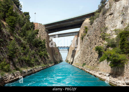 Canale di Corinto, Peloponneso, Grecia Foto Stock