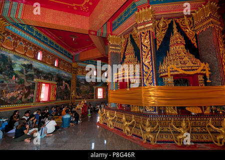 Preparazione per il songkran, Wat Bang Riang, buddhistic tempio, Thap messo, Amphoe hap messo, Phang Nga, Thailandia, Asia Foto Stock