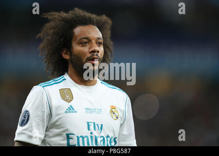Kiev, Ucraina - 26 Maggio 2018: Close-up verticale di winger reale defender Marcelo Vieira da Silva Junior. Finale di UEFA Champions League Real Madrid - Live Foto Stock