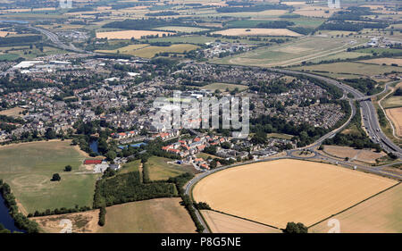 Vista aerea di Wetherby il centro della città e la A1(M) Foto Stock