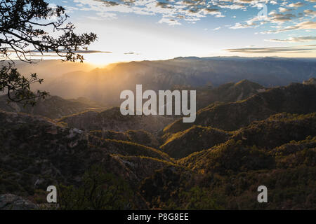 Sunrise a Posada Barrancas, rame Canyon, Messico Foto Stock