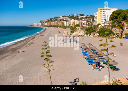 Tesorillo Velilla beach, Almuñecar. Costa Tropicale e del Mare Mediterraneo. Provincia di Granada. Andalusia, Spagna del Sud Europa Foto Stock