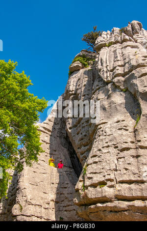 Torcal de Antequera, erosione lavorando su Jurassic calcari, provincia di Malaga. Andalusia, Spagna del Sud Europa Foto Stock