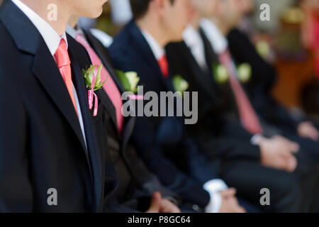 Boutonniere di nozze su suit giacca di govern uomo Foto Stock