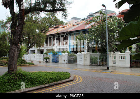 Case private sulla Emerald Hill Road a Singapore. Foto Stock