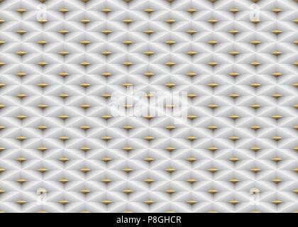 Vector bianco goffrato pattern griglia in plastica senza cuciture con sfondo golden inserire l'elemento. La tecnologia a forma di diamante cell texture. Pagina Web della luce di riempimento Illustrazione Vettoriale