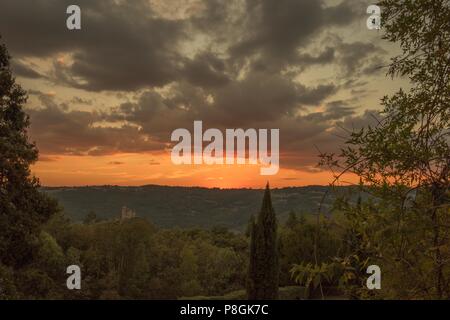 Chateau de Najac, tramonto Foto Stock